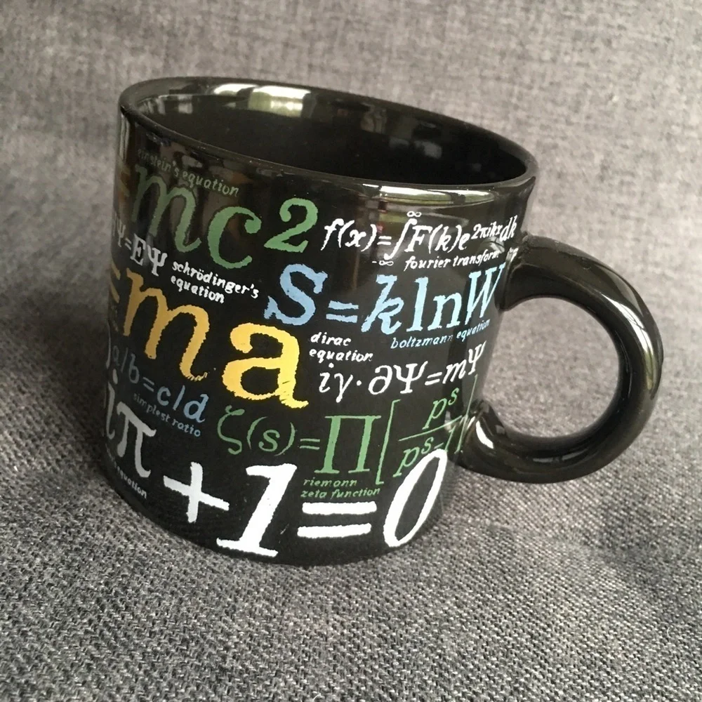 Math Formulas Coffee Mug, Black, Colorful, 12 oz